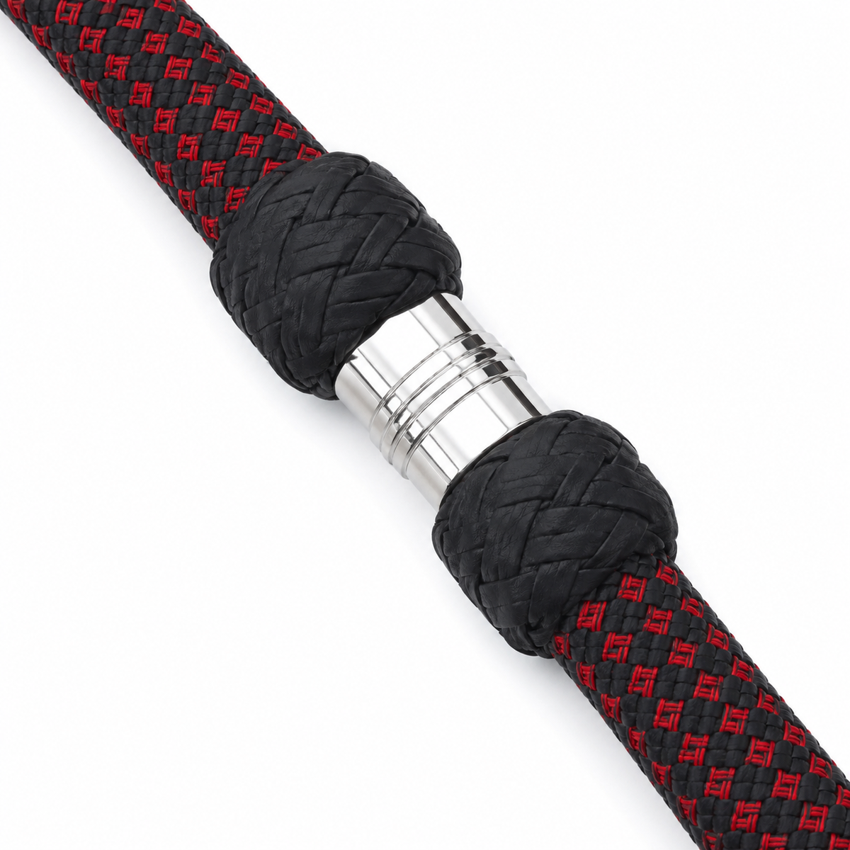 Zoro Black Paracord Bull Whip 16 Strands with Leather Plaited Bellies
