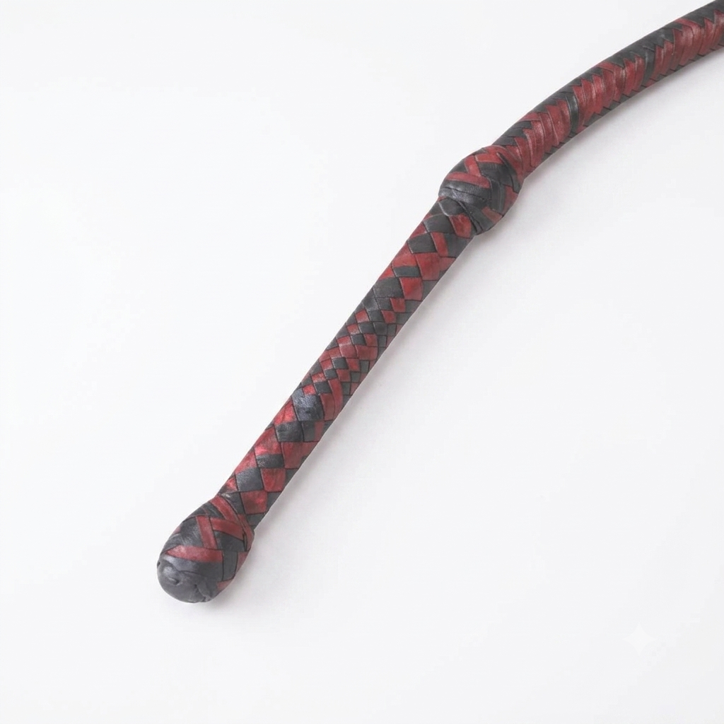 Bull Whip Black 100% Real Cow Hide Leather 12 Plaits