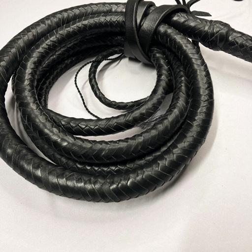 Bullwhip - Black Cowhide Leather Indiana Jones Style - 8ft