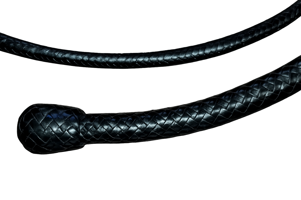 Snake Whip Pure Black Leather 16 Plait 8 Ft