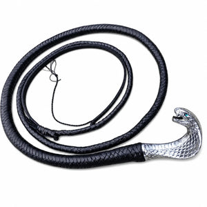 Cobra Head Snake Whip Black Kangaroo Hide 12-16 Plait