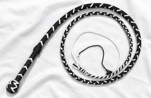 Bullwhip - Black and White Paracord - 12 or 16 Plaits - 3 ft