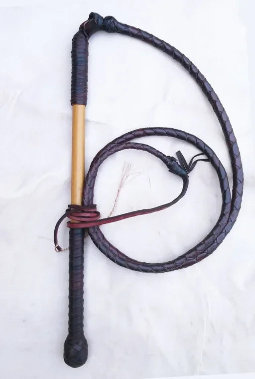 Stock Whip Black Kangaroo Leather