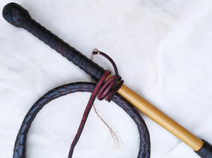 Stock Whip Black Kangaroo Leather