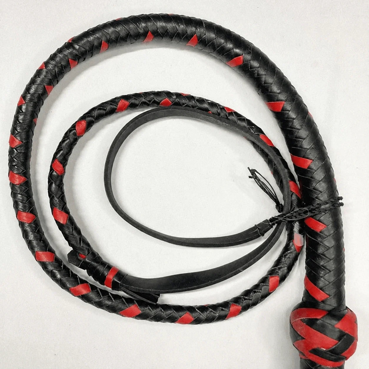 Bullwhip - Black and Red Cowhide Leather Australian Style