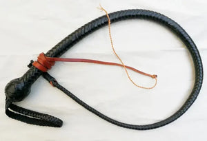 Snake Whip - Black Kangaroo Leather 12-16 plait