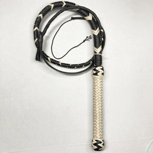 Australian Bullwhip - Cream and Black Kangaroo Leather