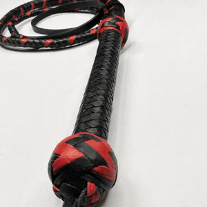 Kangaroo Bullwhip - Red and Black Kangaroo Leather - 8 Ft