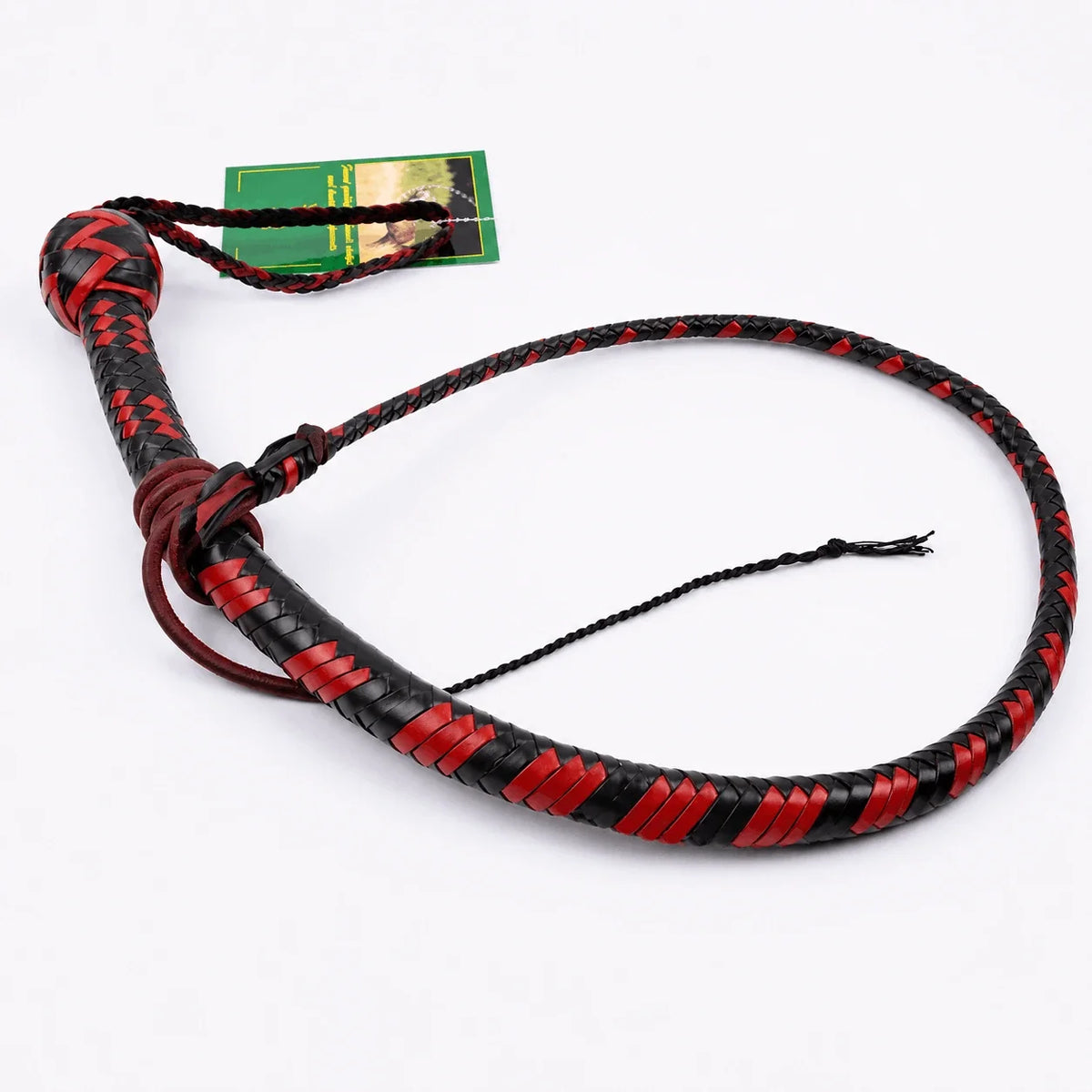 Snake Whip - Red & Black Kangaroo Hide 12-Plait 3–8 Ft