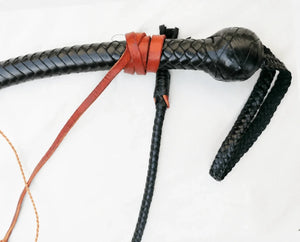Snake Whip - Black Kangaroo Leather 12-16 plait