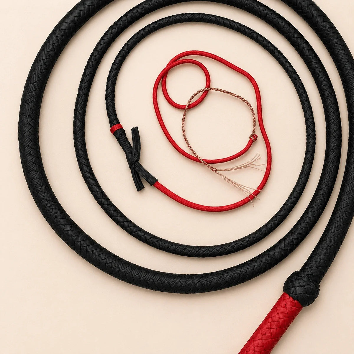 Bullwhip - Black and Red Paracord Leather 12/16 plait