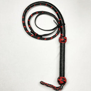 Kangaroo Bullwhip - Red and Black Kangaroo Leather - 8 Ft
