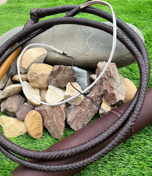 Stock Whip Black Kangaroo Leather Australian Style
