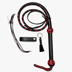 Bullwhip - Black and Red Cowhide Leather Australian Style