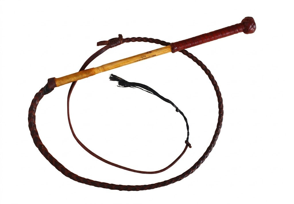 Cowhide Stock Whip - Red Hide Leather 4-plait 3ft