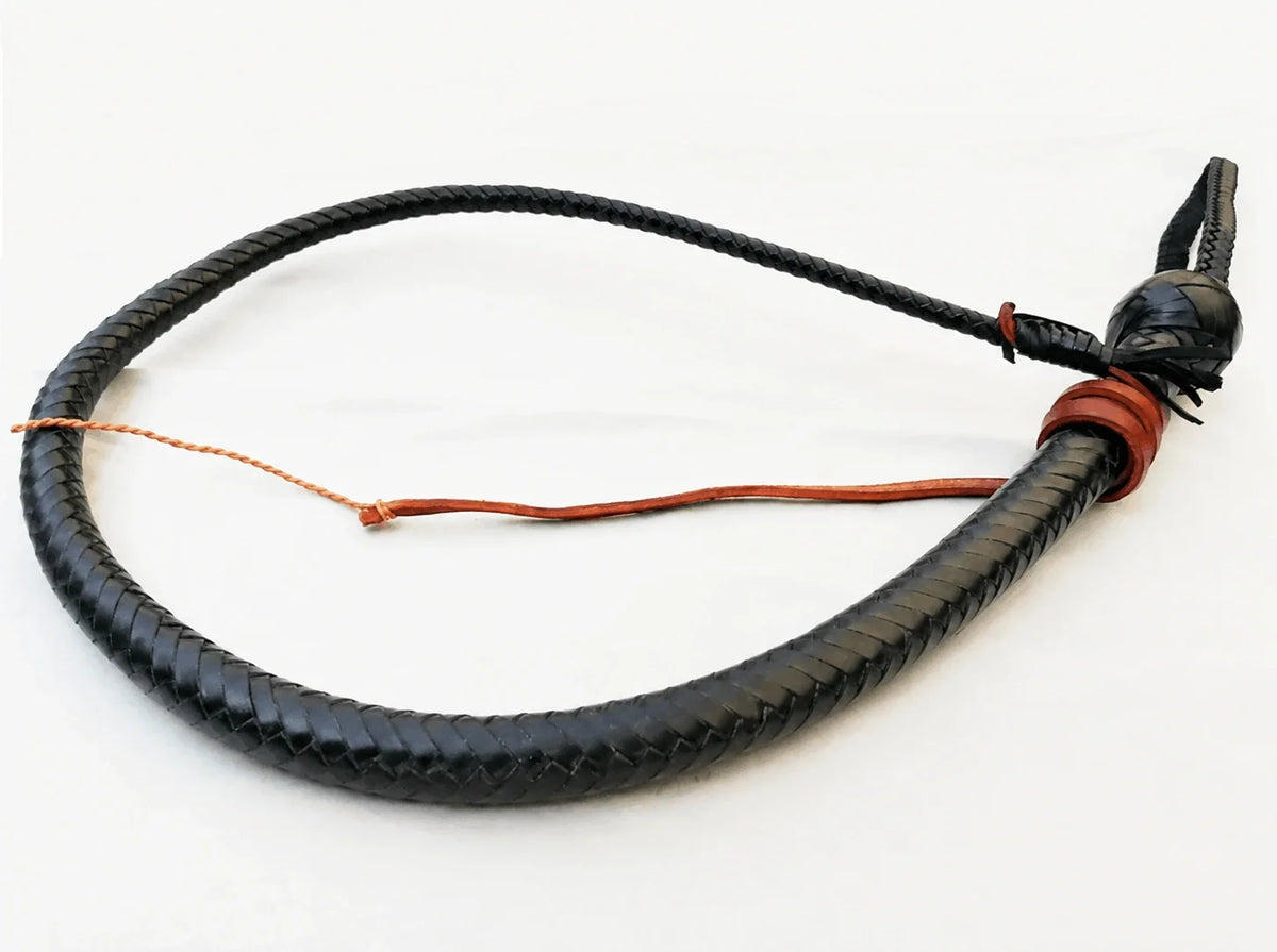 Snake Whip - Black Kangaroo Leather 12-16 plait