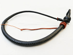 Snake Whip - Black Kangaroo Leather 12-16 plait