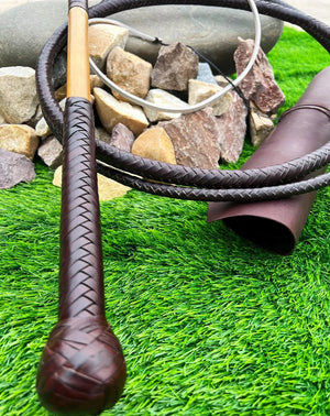 Stock Whip Black Kangaroo Leather Australian Style