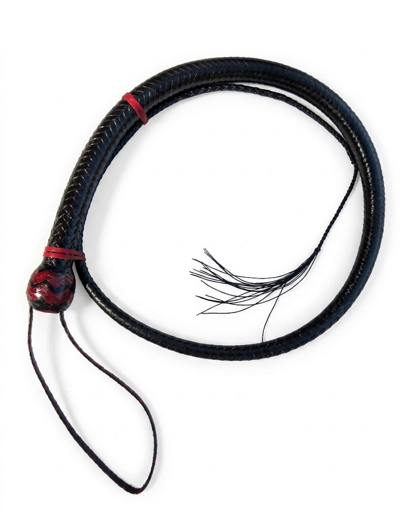 Signal Whip-Black Solid Colour with Red Highlights - 4ft 16 plait