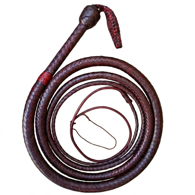 Bullwhip – Brandy Color Kangaroo Hide Leather, 12/16 Plait, 3ft to 14ft