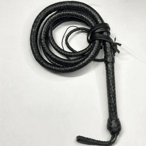 Bullwhip - Black Cowhide Leather Indiana Jones Style - 8ft