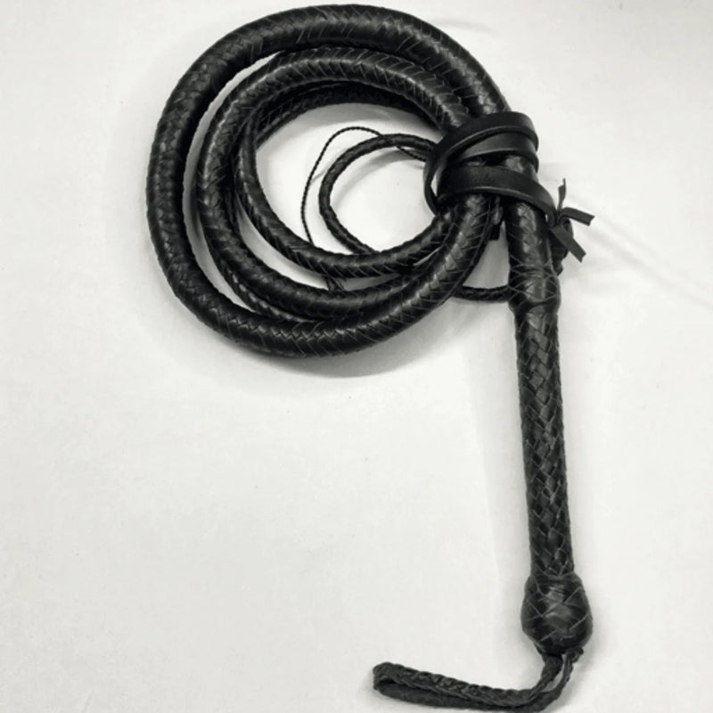 Bullwhip - Black Cowhide Leather Indiana Jones Style - 8ft