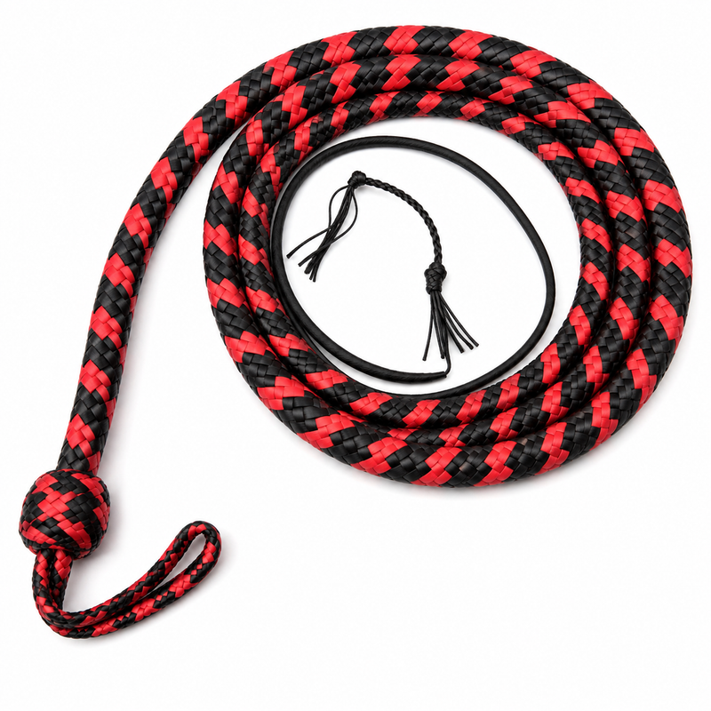 Bullwhip Para Cord Nylon Bull Whip with Leather Plaited Bellies