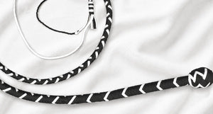 Bullwhip - Black and White Paracord - 12 or 16 Plaits - 3 ft