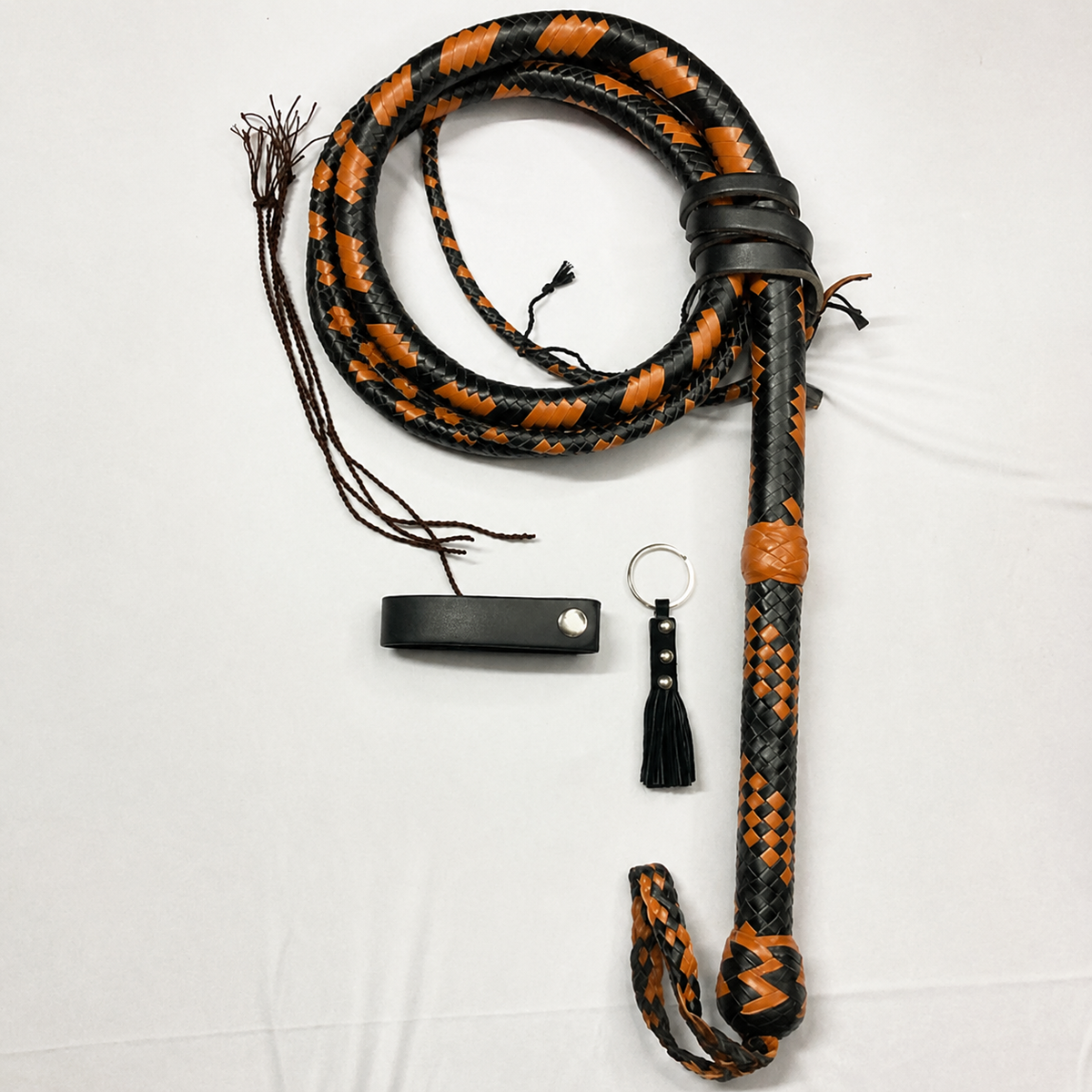 Bullwhip – Black & Tan Kangaroo Hide Leather 12 - 16 Plait