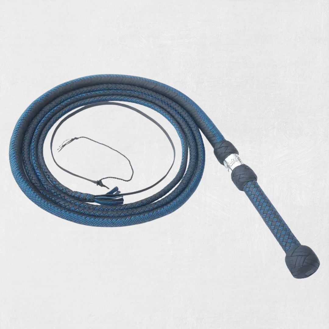 Zoro Bullwhip Black Para Cord Nylon Bull Whip with Leather Plaited Bellies