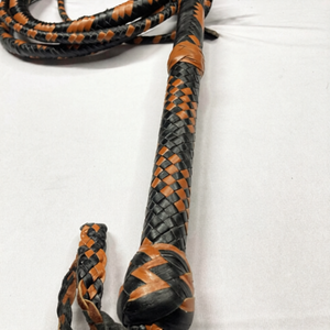 Bullwhip – Black & Tan Kangaroo Hide Leather 12 - 16 Plait