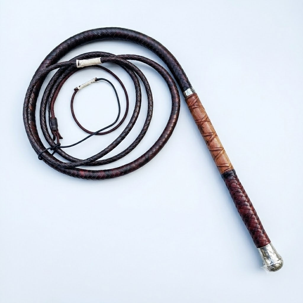 Bullwhip – Dark Brown Kangaroo Hide Leather Custom Plait and Length