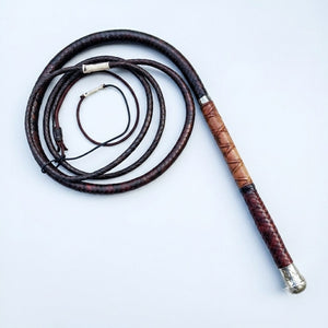Bullwhip – Dark Brown Kangaroo Hide Leather Custom Plait and Length