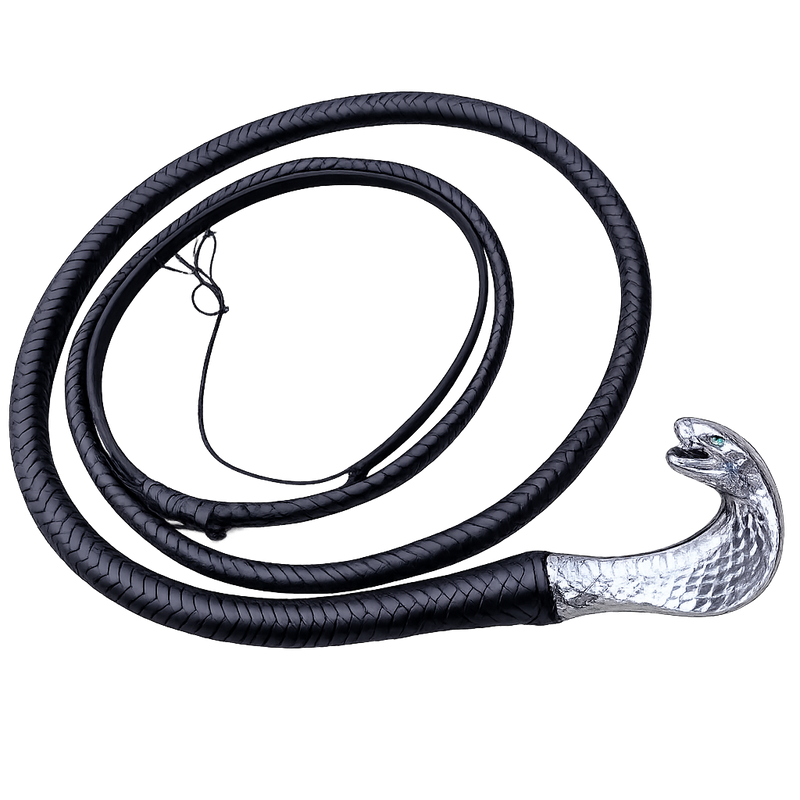 Snake Whip Black Cowhide Leather 12 Plait 3ft to 14ft