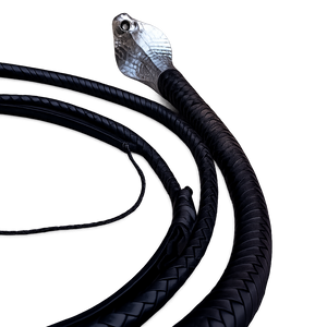 Snake Whip Black Cowhide Leather 12 Plait 3ft to 14ft