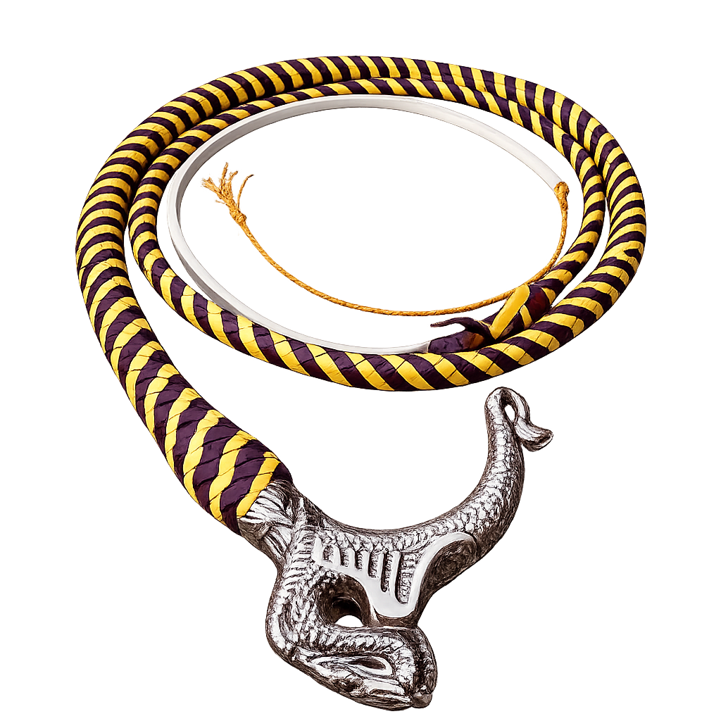 Snake Whip with Dragon Pommel- Cowhide Leather 12 Plait 4ft to 12ft