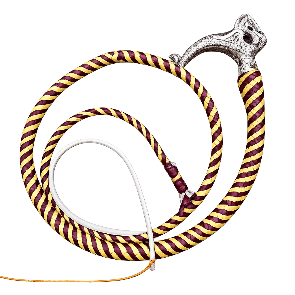 Snake Whip with Dragon Pommel- Cowhide Leather 12 Plait 4ft to 12ft