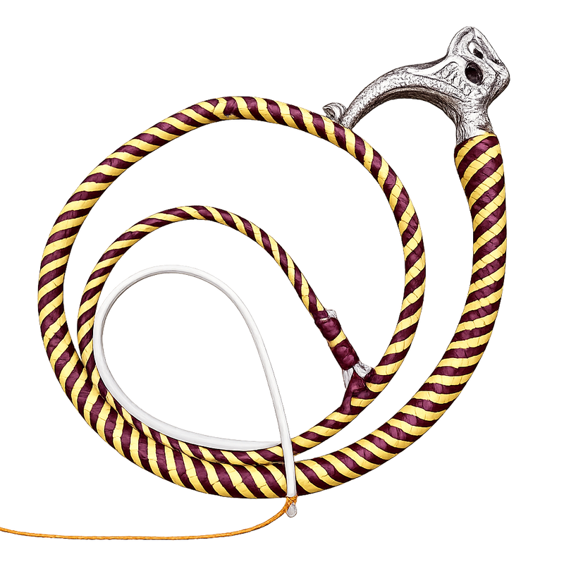 Snake Whip with Dragon Pommel- Cowhide Leather 12 Plait 4ft to 12ft