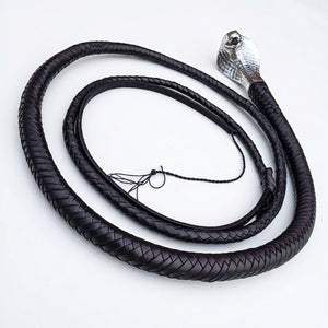 Cobra Head Snake Whip Black Kangaroo Hide 12-16 Plait