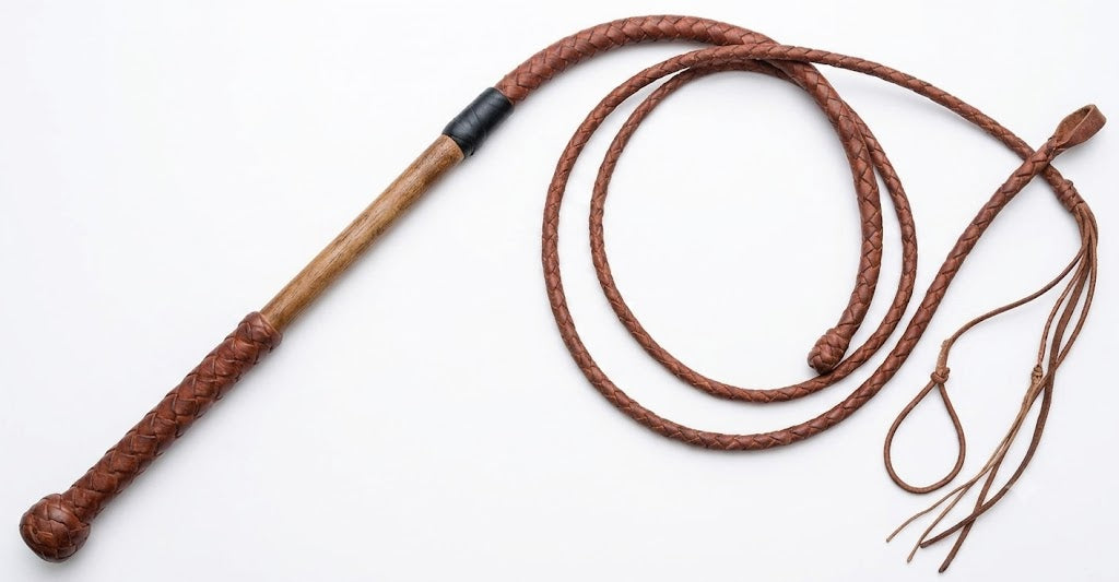 Cow Hide Stock Whip - Red Hide 4 Plait 5 Ft
