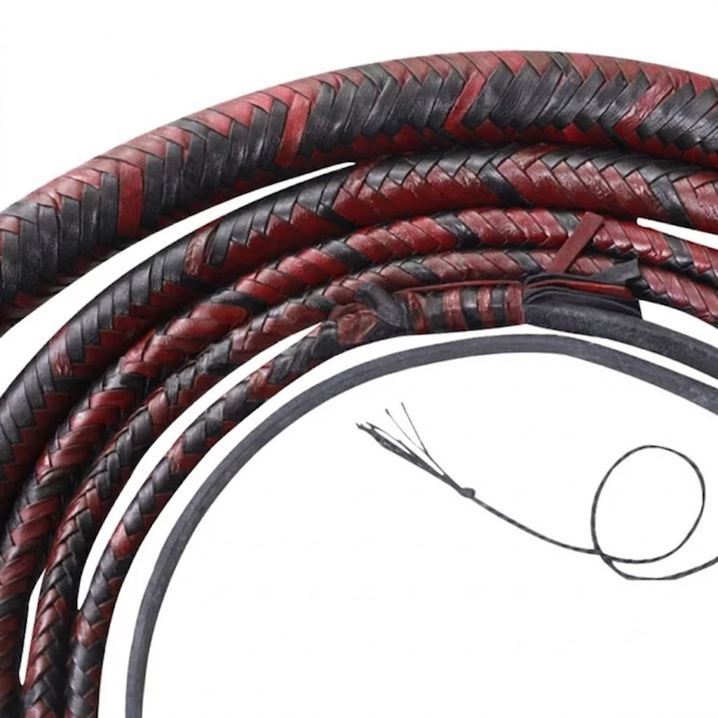 Bull Whip Black 100% Real Cow Hide Leather 12 Plaits