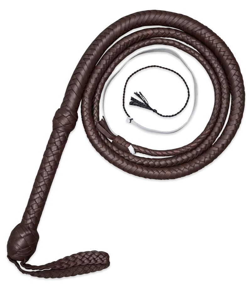 Hand Braided Bullwhip - Brown Cowhide Leather 12 Plait 4-12ft