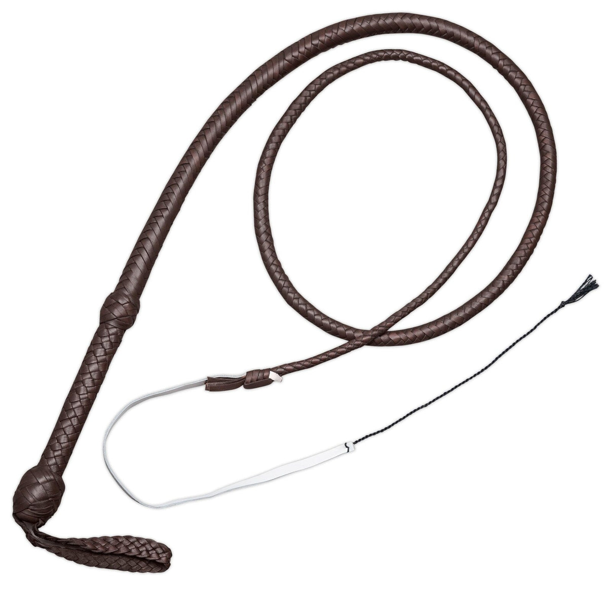 Hand Braided Bullwhip - Brown Cowhide Leather 12 Plait 4-12ft
