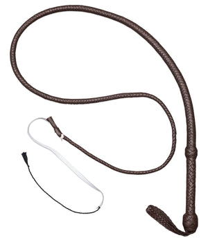 Hand Braided Bullwhip - Brown Cowhide Leather 12 Plait 4-12ft