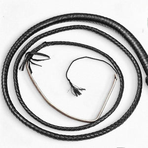Equestrian Bullwhip - Black Real Cow Hide Leather 12/16 Plait, 3ft to 8ft