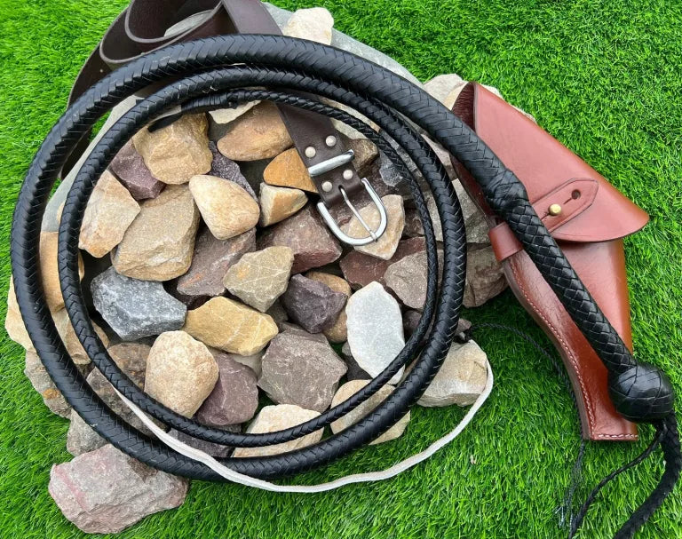 Bullwhip - Black Cowhide Leather Indiana Jones Style