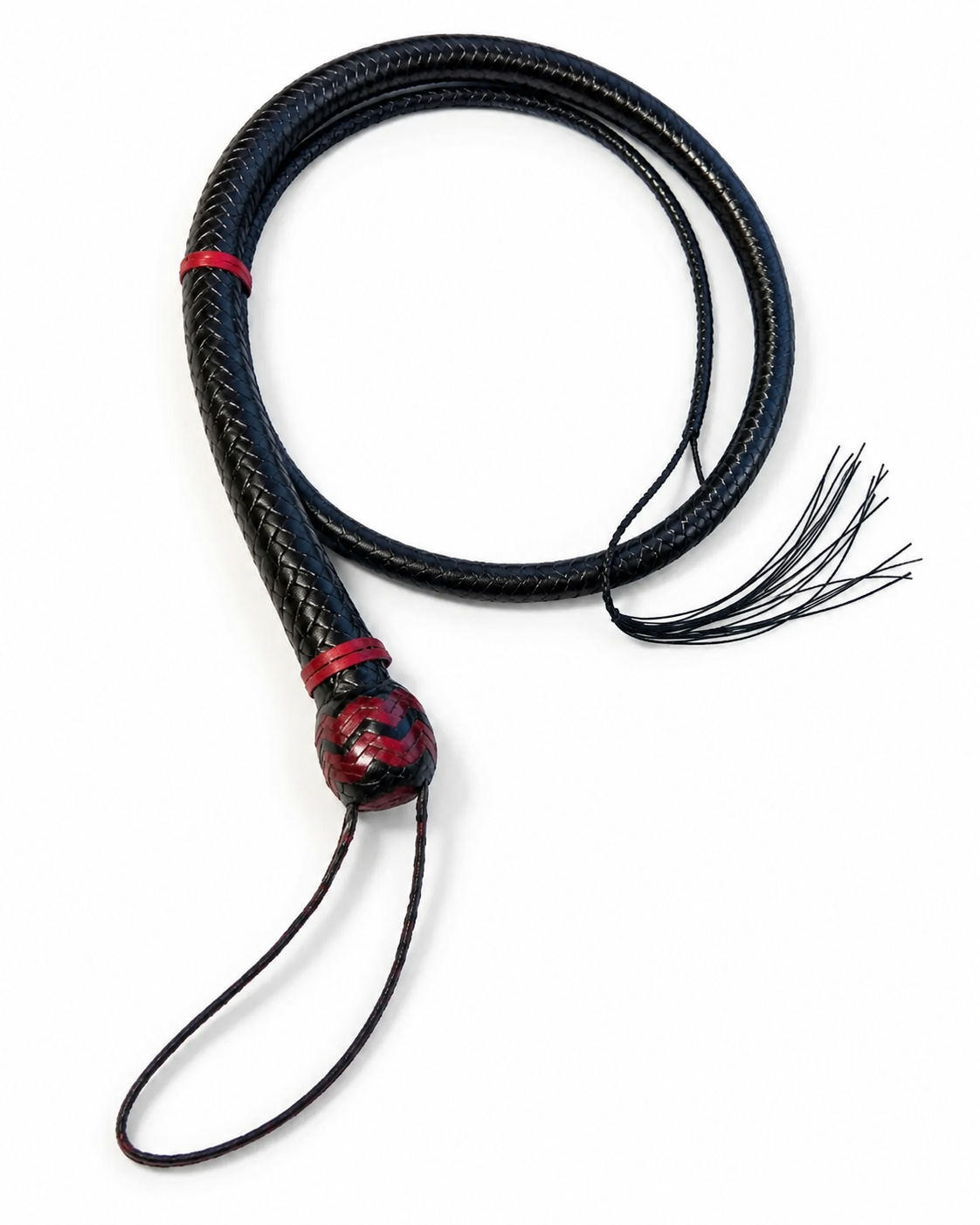 Signal Whip-Black Solid Colour with Red Highlights - 4ft 16 plait