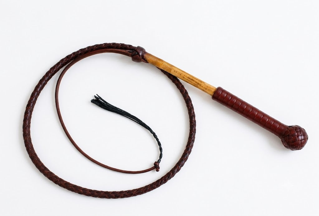 Cowhide Stock Whip - Red Hide Leather 4-plait 3ft