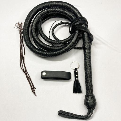Bullwhip - Black Cowhide Leather Indiana Jones Style - 8ft