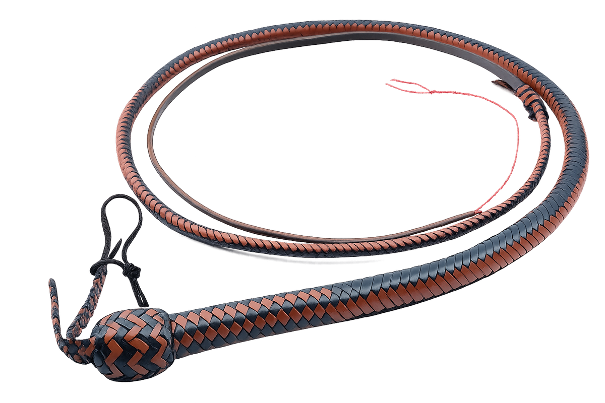Snake Whip Black & Whisky Kangaroo Hide 12 Plait 3-6 ft